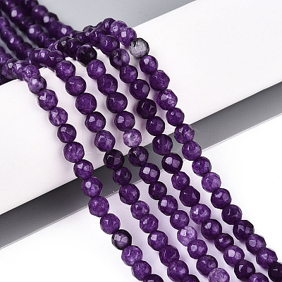 Dyed Natural White Jade Beads Strands X-G-T139-4mm-60-13-1