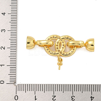 Rack Plating Brass Micro Pave Clear Cubic Zirconia Fold Over Clasps KK-F876-05G-1