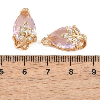 Brass Micro Pave Clear Cubic Zirconia Connector Charms CU-CBA7392-13G-02-1
