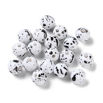 Printed Opaque Acrylic Round Beads LS-ACRP-P001-01B-01-1