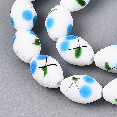 Frosted Handmade Lampwork Beads Strands LAMP-N037-03B-1