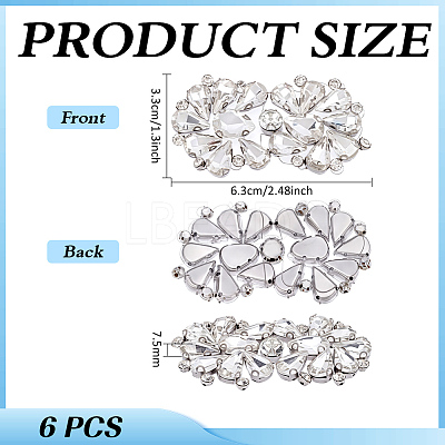 6Pcs Flower Glass Rhinestone Cabochons DIY-FG0010-18B-1