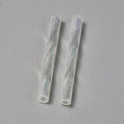 Transparent Colours Rainbow Glass Twist Bugle Beads GLAA-WH0039-11C-1