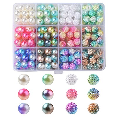 204Pcs 12 Style ABS Plastic Imitation Pearl Beads OACR-YW0001-39-1