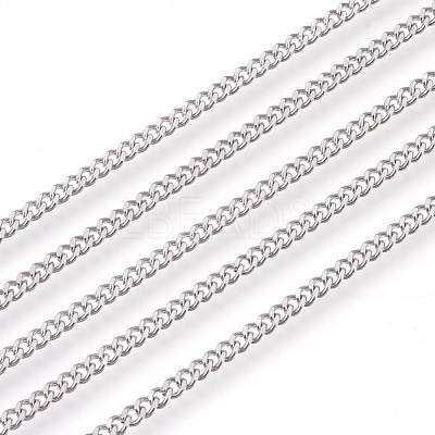 Tarnish Resistant 201 Stainless Steel Curb Chains CHS-L017-22G-1