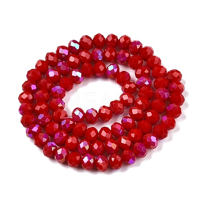 Electroplate Opaque Solid Color Glass Beads Strands EGLA-A044-P6mm-L15-1