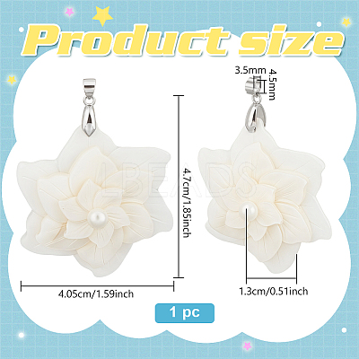 1Pc Natural White Shell Pendants SHEL-BC0001-049A-1