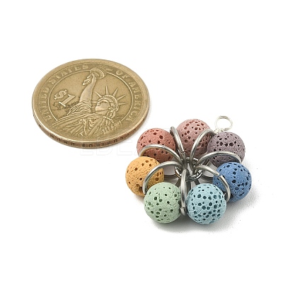 Natural Lava Rock Dyed Beaded Pendants PALLOY-TA00088-02-1