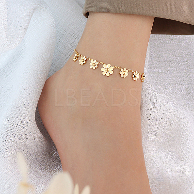 Daisy 304 Stainless Steel Charms Anklets WG455CF-02-1