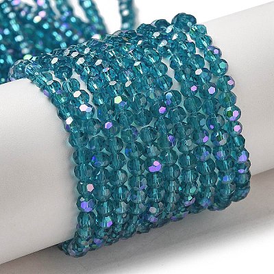 Electroplate Transparent Glass Beads Strands EGLA-A035-T3mm-L12-1