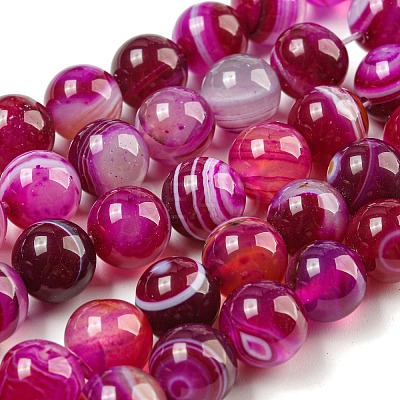 Natural Striped Agate/Banded Agate Bead Strands G-K166-13-10mm-03-1
