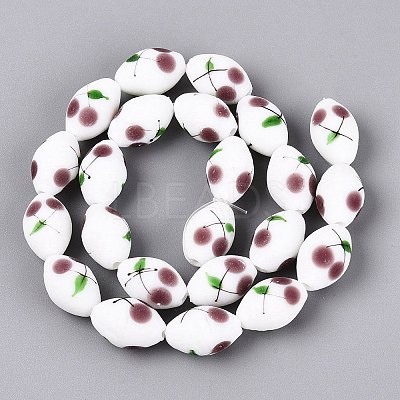 Frosted Handmade Lampwork Beads Strands LAMP-N037-03D-1