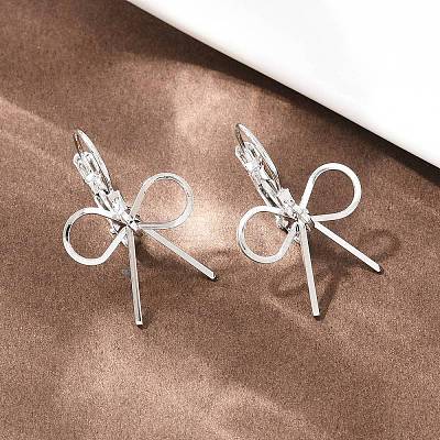Bowknot Brass Leverback Earrings EJEW-A150-04B-P-1
