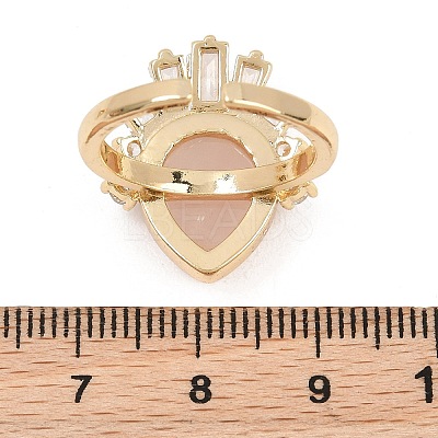 Brass with Natural Rose Quartz Finger Rings GG-CBACC2B-07G-08-1