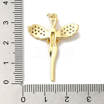 Rack Plating Brass Micro Pave Cubic Zirconia Pendants KK-P241-25G-1