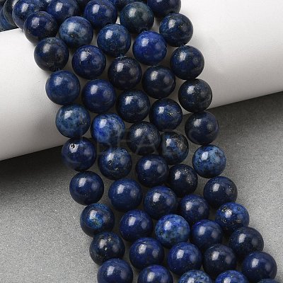 Dyed Round Natural Lapis Lazuli Beads Strands G-K081-8mm-1