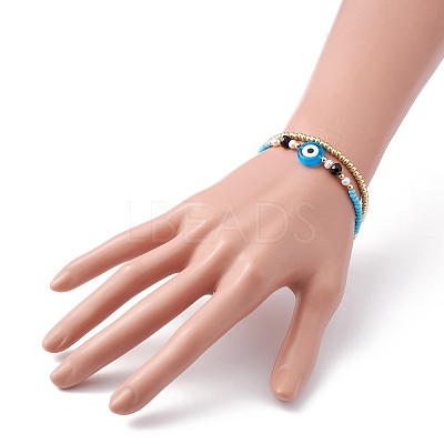 Evil Eye Multi-strand Bracelet for Girl Women BJEW-JB07111-02-1