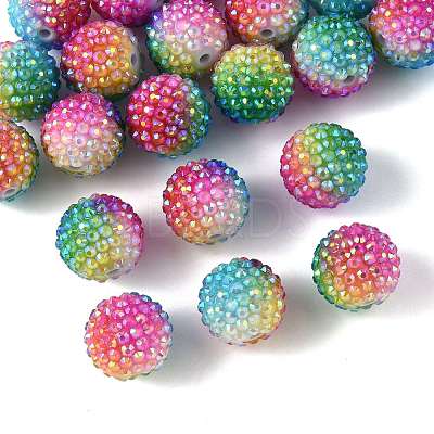 20Pcs Rainbow AB Resin Rhinestone Beads OACR-FS0002-33-1