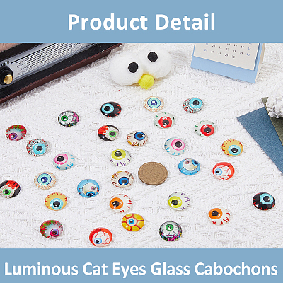 30Pcs Halloween Glass Cabochons GLAA-FH0001-81-1
