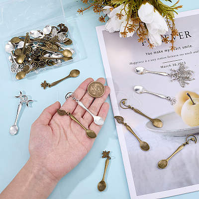 32Pcs 8 Styles Alloy Coffee Tea Spoon PALLOY-DR00002-1