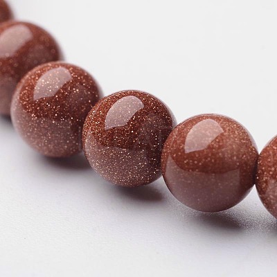Synthetic Goldstone Round Beaded Stretch Bracelets BJEW-F202-01-1