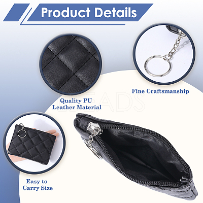 2Pcs 2 Colors Rhombus Pattern PU Leather Zip Pouches ABAG-CP0001-05-1