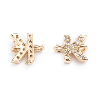 Brass Micro Pave Cubic Zirconia Letter Links ZIRC-I042-16G-K-1