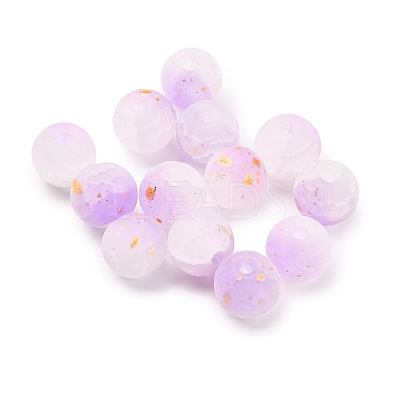 Frosted Baking Paint Crackle Glass Beads with Glitter Powder X1-DGLA-T004-8mm-01E-1