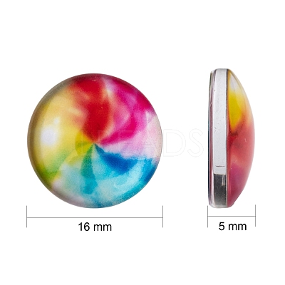 Mosaic Printed Glass Half Round/Dome Cabochons GGLA-N004-16mm-G-1
