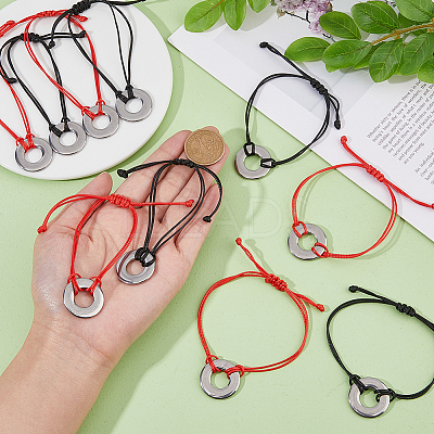 10Pcs 2 Colors Eco-Friendly Korean Waxed Polyester Braided Beaded Bracelets BJEW-DC00004-1