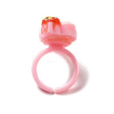 Cartoon Sweetmeats Resin Open Cuff Ring for Kids RJEW-K239-21-1