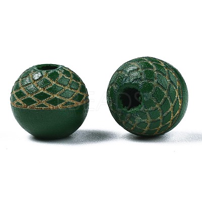 Painted Natural Wood Beads WOOD-S057-072J-1