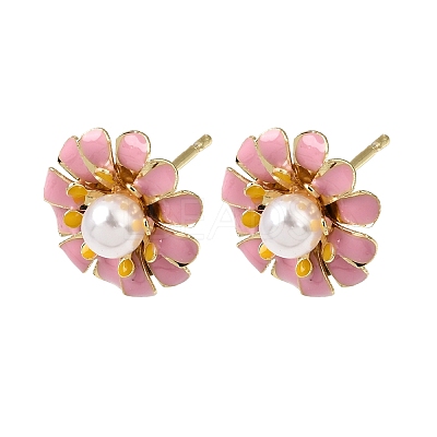 Brass Enamel Stud Earrings KK-CBA8324-27G-1
