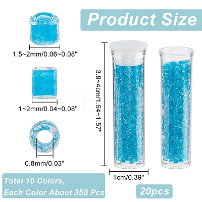 3500Pcs 10 Colors Glass Cylinder Beads SEED-NB0001-78-1