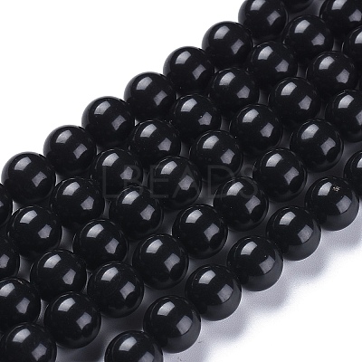 Natural Black Stone Beads Strands G-I288-A02-12mm-1