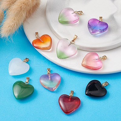 10Pcs 8 Style Spray Painted Glass Pendants GLAA-YW0003-23-1