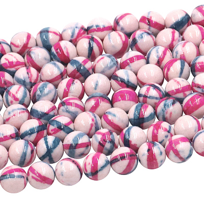 Dyed Round Synthetic Gemstone Ocean White Jade Beads Strands X-G-F085-8mm-01-1