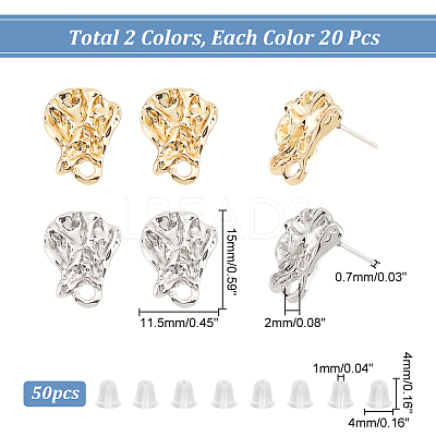 40Pcs 2 Color Alloy Stud Earring Findings FIND-DC0002-19-1