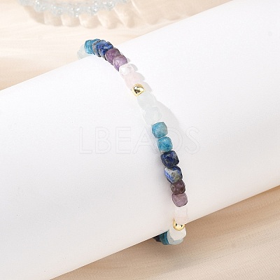 Natiral Mixed Gemstone & Electroplate Non-magnetic Synthetic Hematite Beads Stretch Bracelets for Women BJEW-JB14066-1