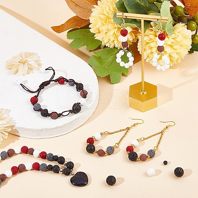 Synthetic Lava Rock Beads Strands G-S247-6mm-08-1-1