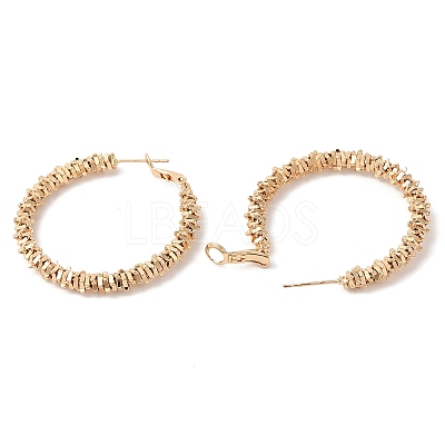 Brass Beaded Hoop Earrings EJEW-Q765-03G-1