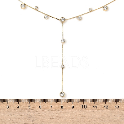 304 Stainless SteelPave Clear Cubic Zirconia Flat Round Link Chain Y Necklaces NJEW-Z088-01G-1