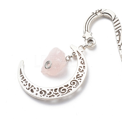 Natural Rose Quartz Raw Beads Bookmarks X-AJEW-JK00201-01-1