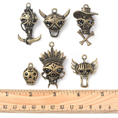 6Pcs 6 Styles Halloween Alloy Pendants FIND-FS0001-47-1