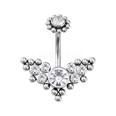 316L Surgical Stainless Steel Cubic Zirconia Wing 15 Gauge Belly Button Rings WG4371E-01-1