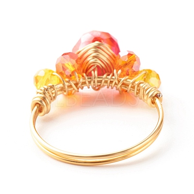 Electroplate Faceted Glass Beads Finger Rings RJEW-TA00014-1