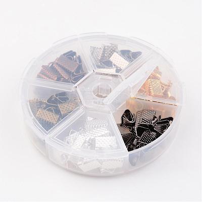 1Box 120PCS 6 Colors Iron Ribbon Crimp Ends IFIN-X0019-B-1