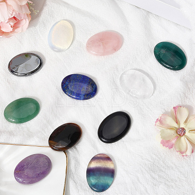 11Pcs 11 Styles Oval Mixed Gemstone Worry Stones G-SP0001-30-1