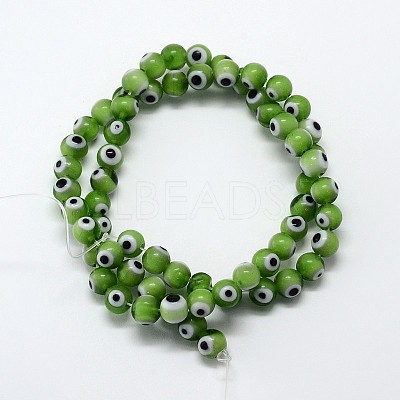 Handmade Evil Eye Lampwork Round Bead Strands LAMP-L055-6mm-11-1