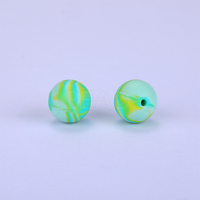 Printed Round Silicone Focal Beads LS-SI-JX0056A-66-1